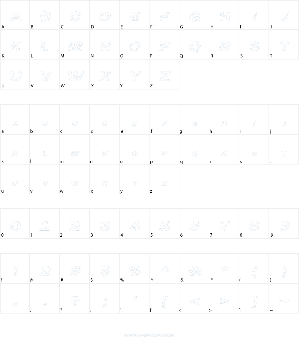 Line Etch Font Character